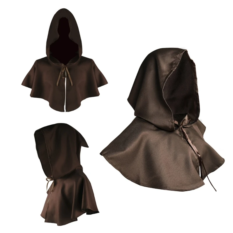 Vintage Medieval Hooded Cloak Halloween Adult Teens Unisex Hoody Capes for Costume Party and Role Playing Event Festival Props