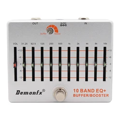 Demonfx 10 Band EQ+ Buffer Boost Guitar Bass Effect Pedal Equalizer Buffer Boost