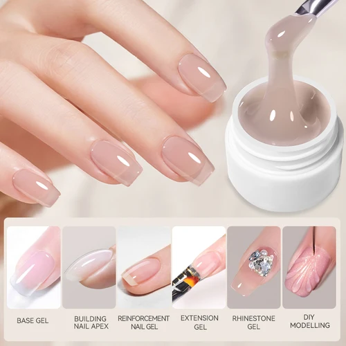 LILICUTE-esmalte de uñas de Gel de extensión sólida antiadherente, 6 en 1, función mejorada de espesor de uñas para prolongar los dedos, Gel de Base dura