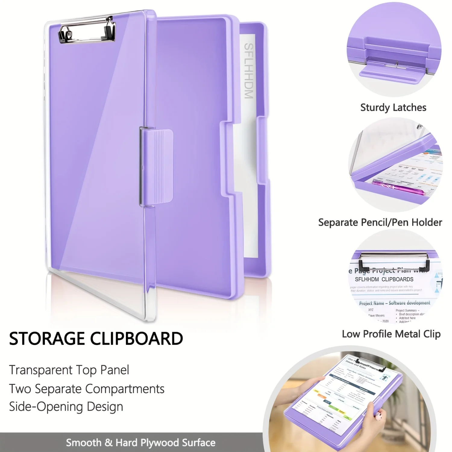 Heavy Duty Clipboard with 2 Storage Cases - Clear Visible Top Panel & Side Opening - Perfect for Office Supplies & Nursing!