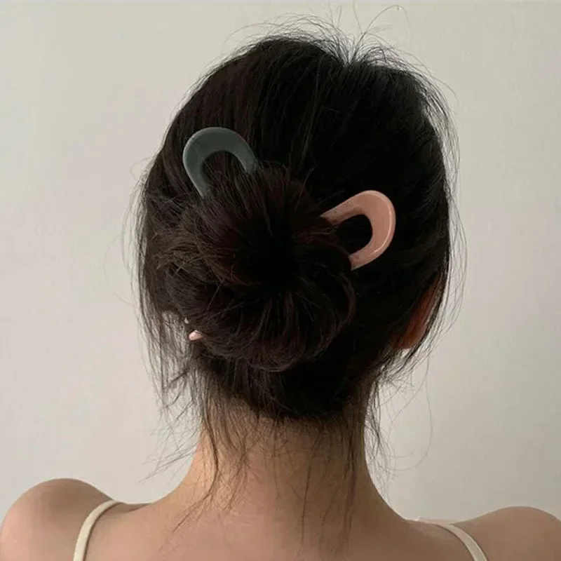 

Women Hair Clip Pins Korean Style Solid Color Hair Stip Minimalist U Shape Girls Hair Bun Maker Headwear Styling Tools