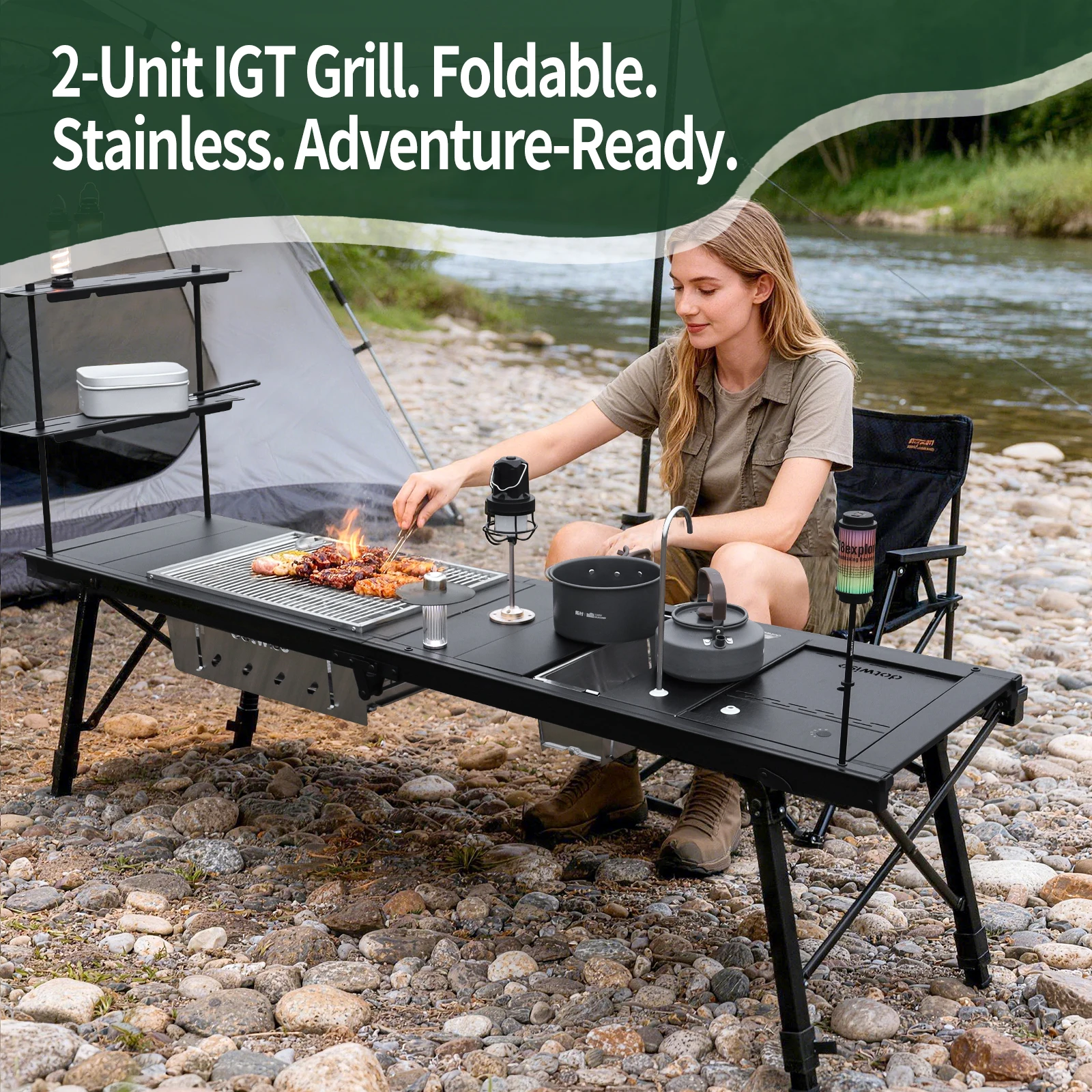 Dotwise, Pemanggang BBQ Portab - Camping Cooking Table ulasan dan harga
