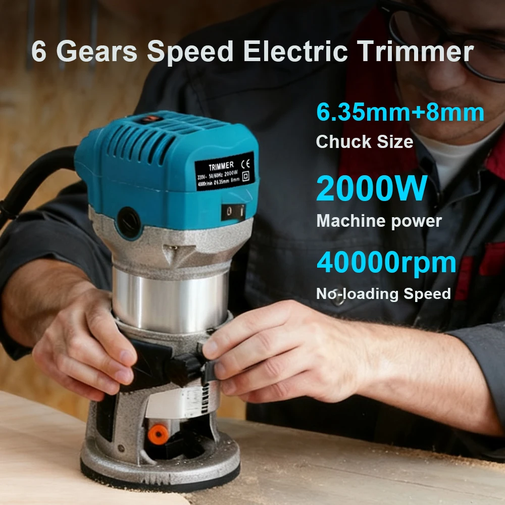 Hout Router 800 W/2000 W Elektrische Trimmer Houtbewerking Freesmachine Elektrische Hand Trimmer Hout Rand Router Tool thuis Diy
