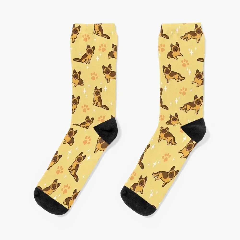 Tiny German Shepherds in yellow Socks cool custom Run Hiking boots Male Socks Women's