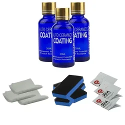 3PCS 9H Car Liquid Ceramic Coat Super Hydrophobic Glass Coating Set Polysiloxane and Nano materials Ceramics For Cars