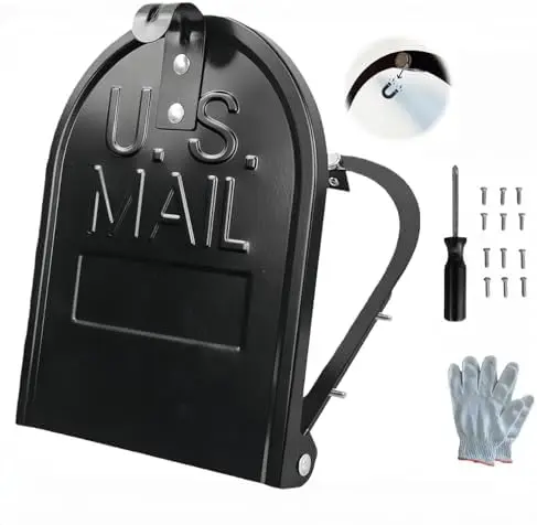 

Heavy Duty Black Metal Mailbox Door Replacement – 6.25" x 8.25", Galvanized Steel with Hardware Included