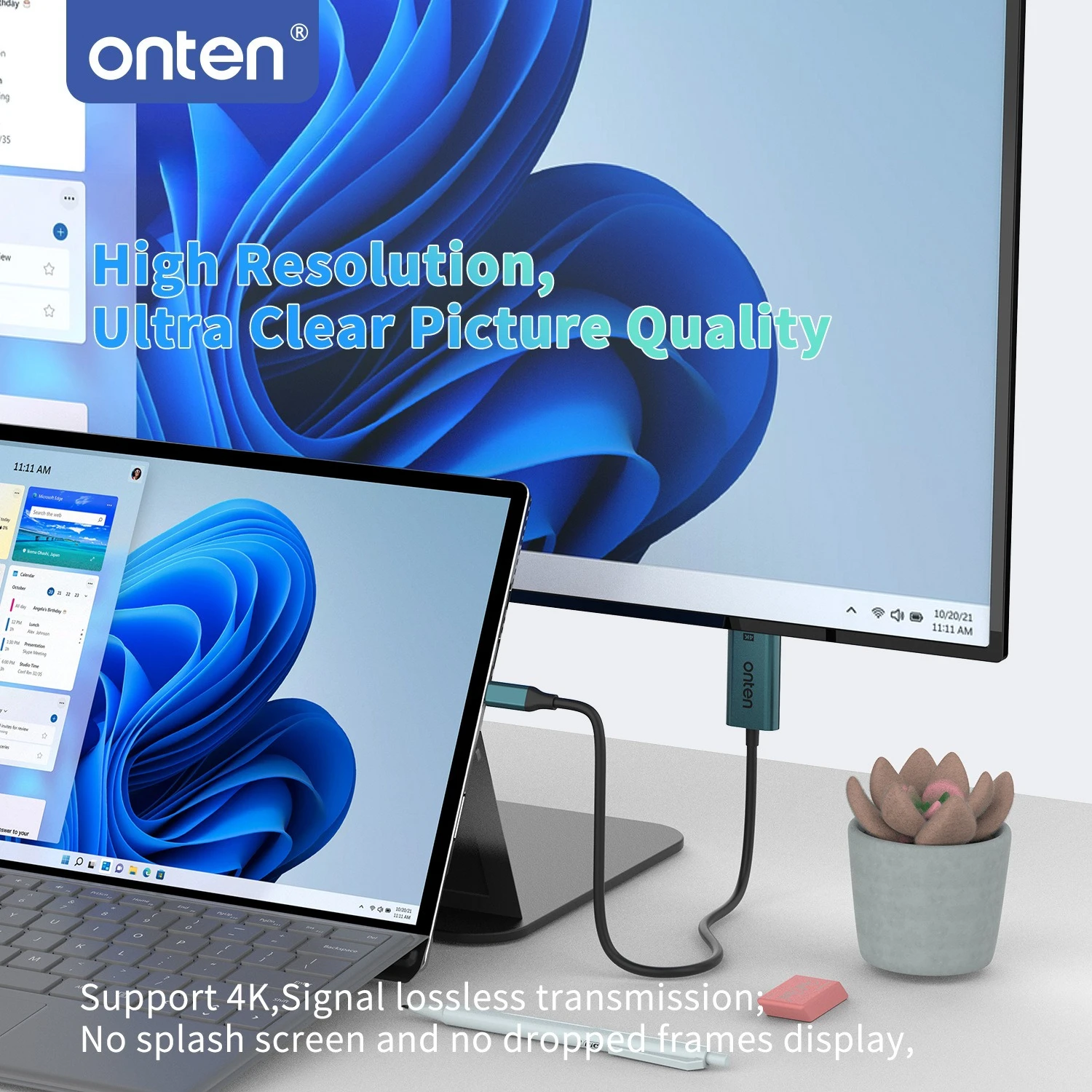 ONTEN Type C To HDMI Adapter Cable 4K 30Hz HD Video Transmission Smartphone Desktop Monitor Projector Screen Mirroring Wire