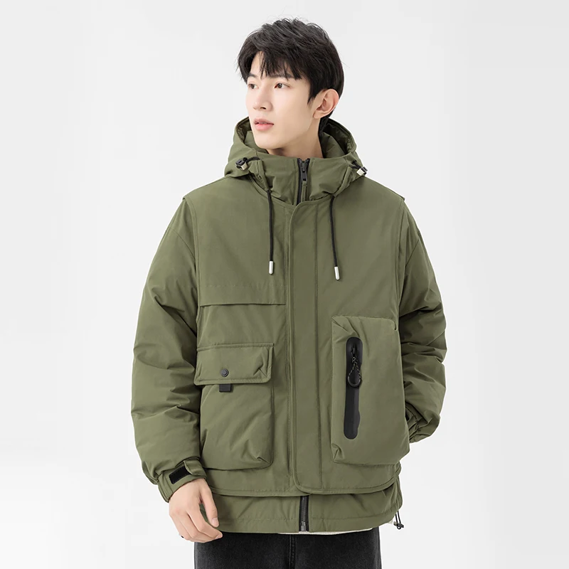 Men's Winter Puffer Jacket Thickened White Duck down Hooded Mountain Series Warm Couple's Outerwear Loosely Fit Chinese Brand