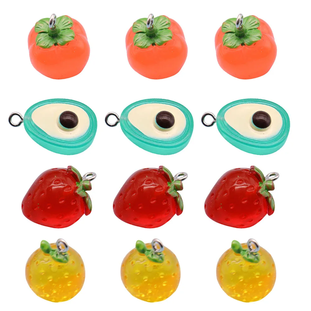 

20Pcs Resin Fruits Charms Cute Strawberry Pineapple Orange Pendant For DIY Earrings Necklace Jewelry Making Accessories Craft