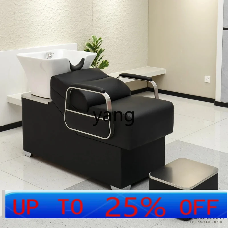 

ZL shampoo bed hair salon special semi-lying flush bed ceramic deep basin hair punch
