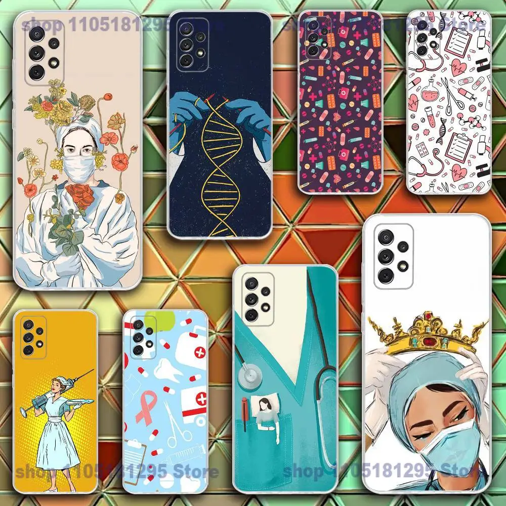 

Nurse Medical Medicine Phone Case For Samsung S25,24,23,21,22,20 FE lite,S10,9,PIus Note20ultra Soft Transparent