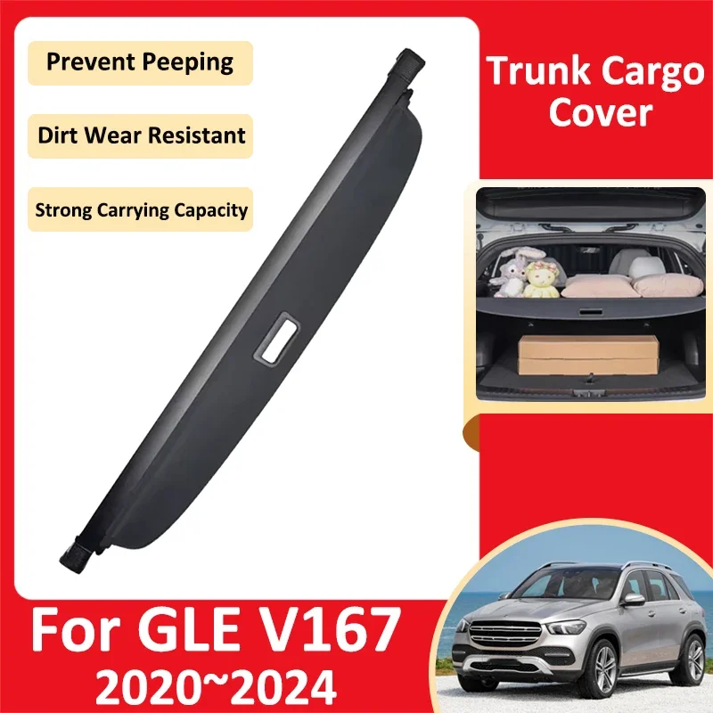 Car Trunk Curtain For Mercedes-Benz GLE V167 2020~2024 Luggage Storage Adjustable Partition Protective Privacy Cover Accessories