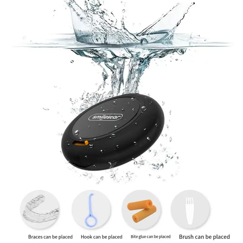 

Magnetic Closure Retainer Case With Mirror Portable Sealed Ventilated Denture Storage Box Mouthguard Container Cleaning Tooth