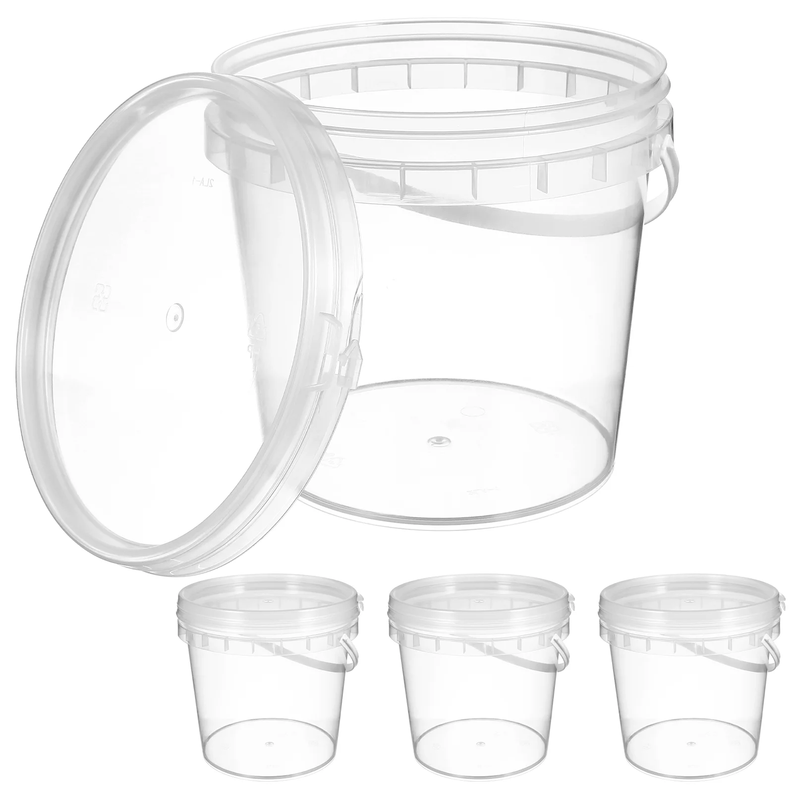 

Transparent Plastic Drum Ice Cream Storage Bucket with Handle Freezer Container Handheld Food Trash Can Lid