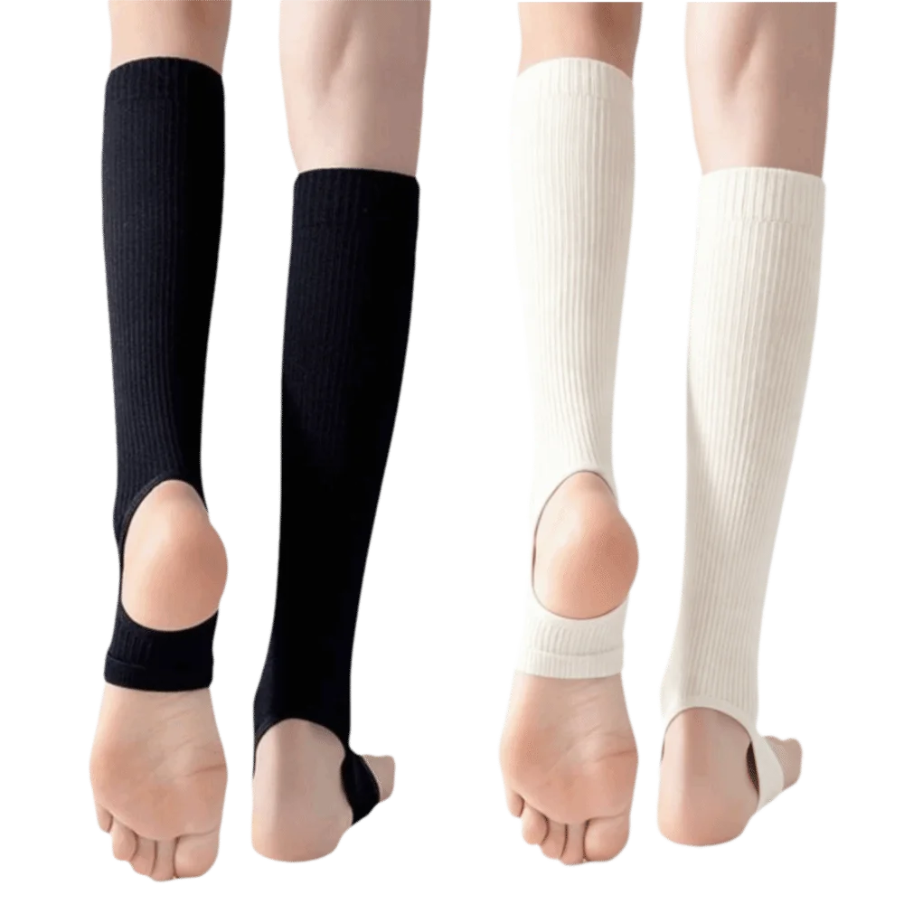 4pcs Open Toe Knee High Stockings Over The Calf Ribbed Knit Open Heel Stockings Stretchable Fabric Ribbed Knit Stockings