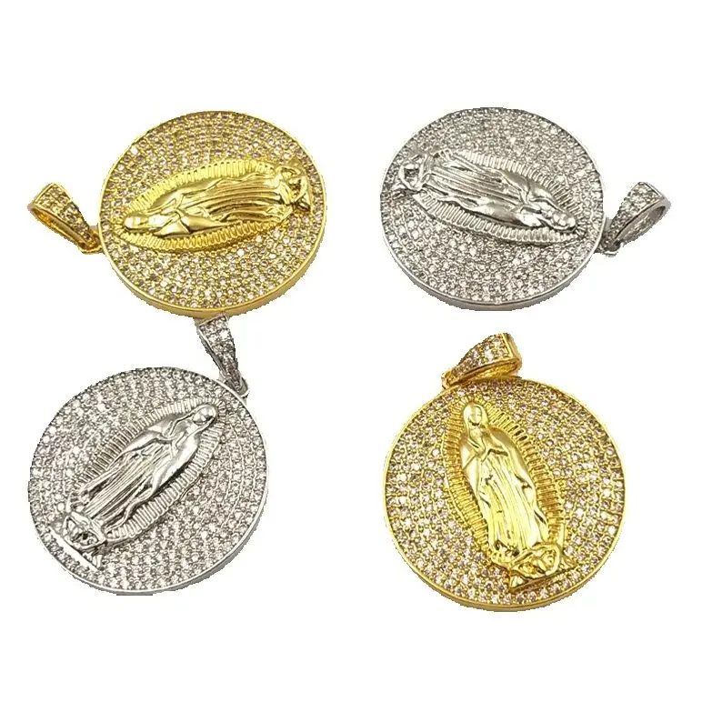 

WT-MP106 WKT Classic round micro-inlaid cubic yttrium oxide gold two-color portrait pattern ladies pendant jewelry