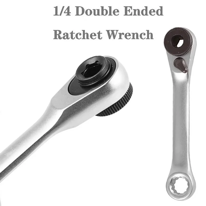 Mini treble 1/4 inch flying C-batch head plum blossom dual-purpose model  2-in-1 Ratchet Wrench Quick Wrench