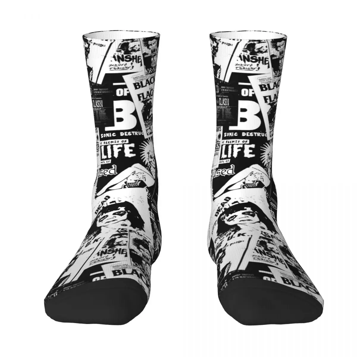 

Punk Rock Music Concert Flyers Collage Socks Harajuku High Quality Stockings All Season Long Socks Accessories for Man Woman