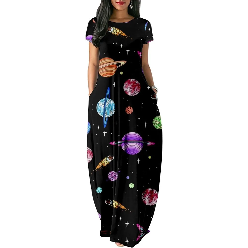 Summer Stylish Party Dress galaxy Streetwear Women Dresses Luxury Maxi Dress Elegant Robe Holiday Girl Fashion Beach Vestidos