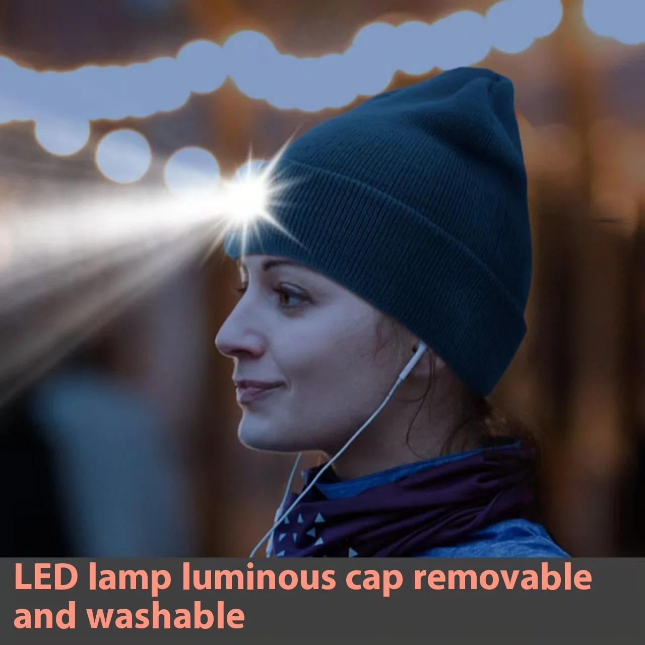 

Зимняя вязаная шапка со светодиодной подсветкой и бусинами, теплая теплая шапка с подсветкой, спортивная съемная моющаяся рождественская шапка, подарок, ветрозащитная