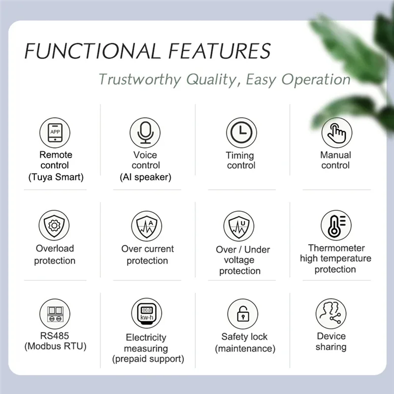 

VEHO-Tuya Smart Wi-Fi RS485 2P 63A MCB выключатель предоплаченный счетчик таймер переключатель защита напряжения и тока голосовое управление Alexa легко U