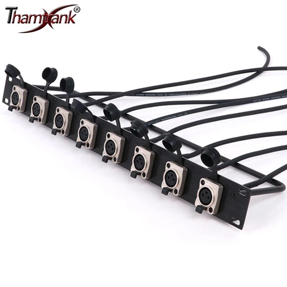 1pc Waterproof 3Pin XLR Female Chassis Socket+Audio Shielded Cable-Free Welding,Customized 1U Cabinet Panel 8 Way Jumper Rack