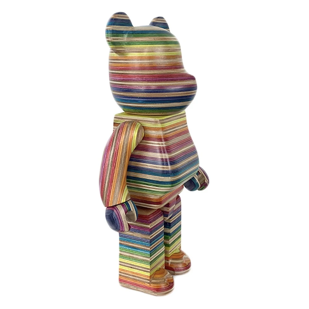 Bearbrick 400% Horizontal Rainbow Bear Canadian Skateboard Wood Handmade Wooden Packing Box Collection Fashion Doll Toys