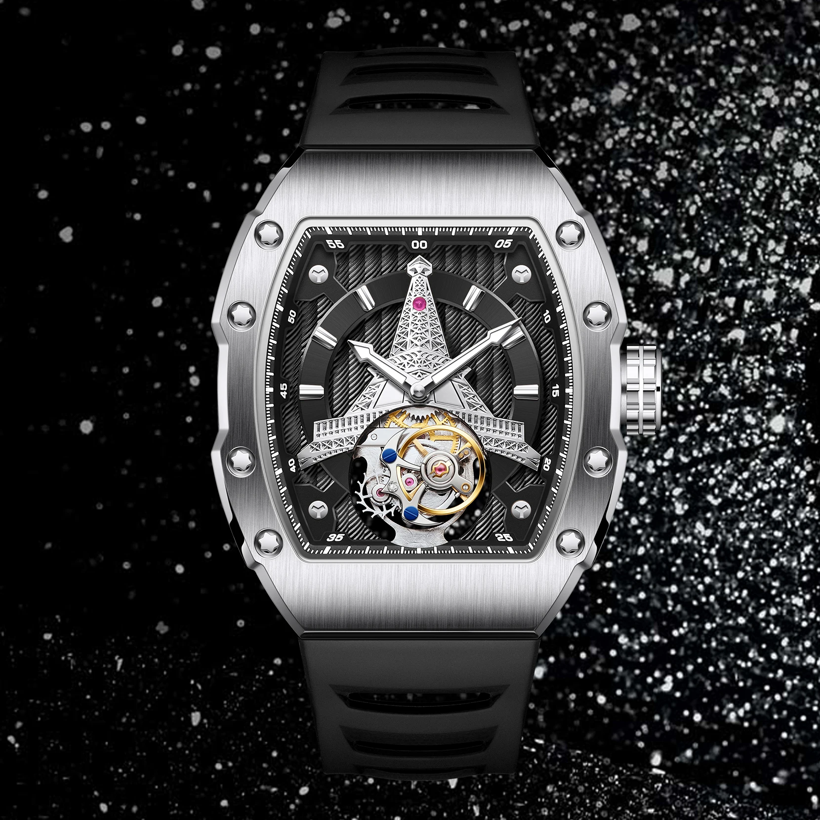 KOULUOLANG Watch 41.7mm original brand Men's tourbillon Mechanical frame Original tourbillon movement fashion men's watch