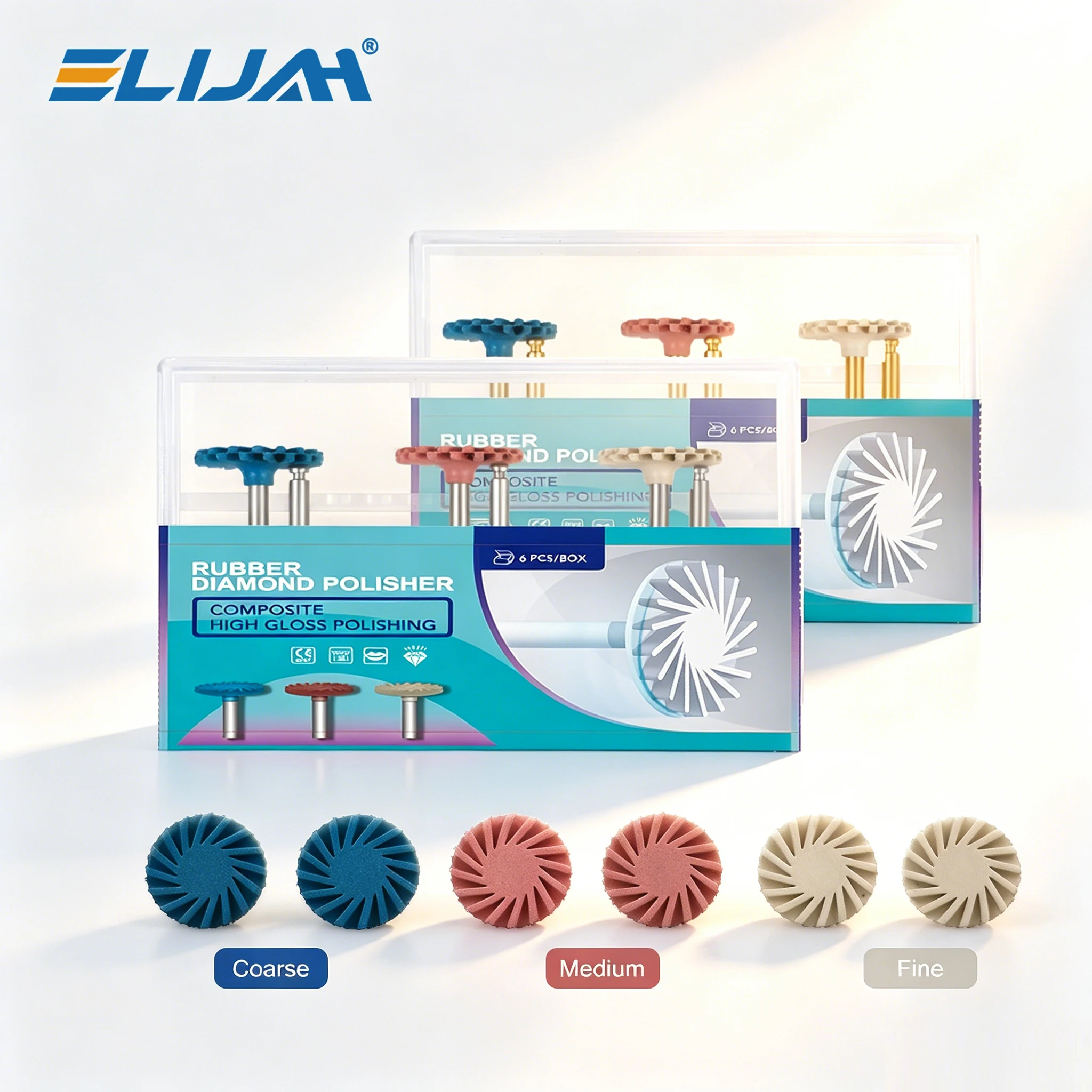 

ELIJAH 6Pcs/Box Dental Rubber Polishing Wheel Composite Resin Polishing System Spiral Flex Polishing Wheel Dentistry Materials