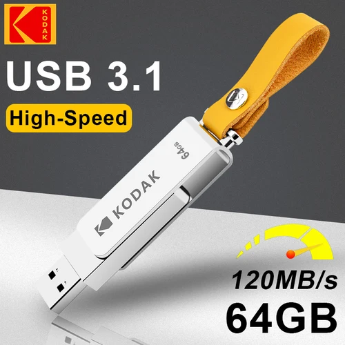 KODAK-unidad Flash USB de Metal Original, Pen Drive de 64GB, memoria USB 3,1 de alta velocidad, giratoria, para PC o llave de coche