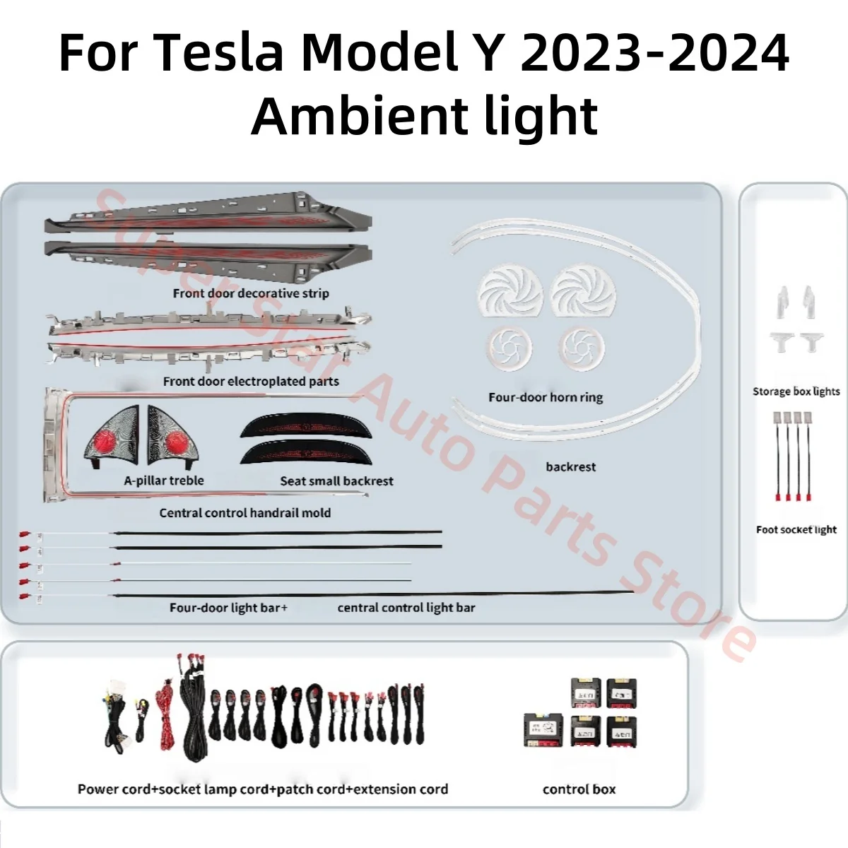 

Для Tesla Model Y 2023-2024 светодиодная атмосферная лампа, обновление внутреннего освещения автомобиля, автомобильные аксессуары, светящаяся крышка на стойке А, новая
