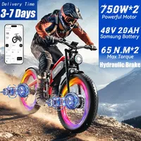 DUOTTS N26 Electric Bicycle 1500W Dual Motor 48V20AH Battery Electric Bike Hydraulic Brake 26*4 Inch Fat Tire All Terrain E-bike