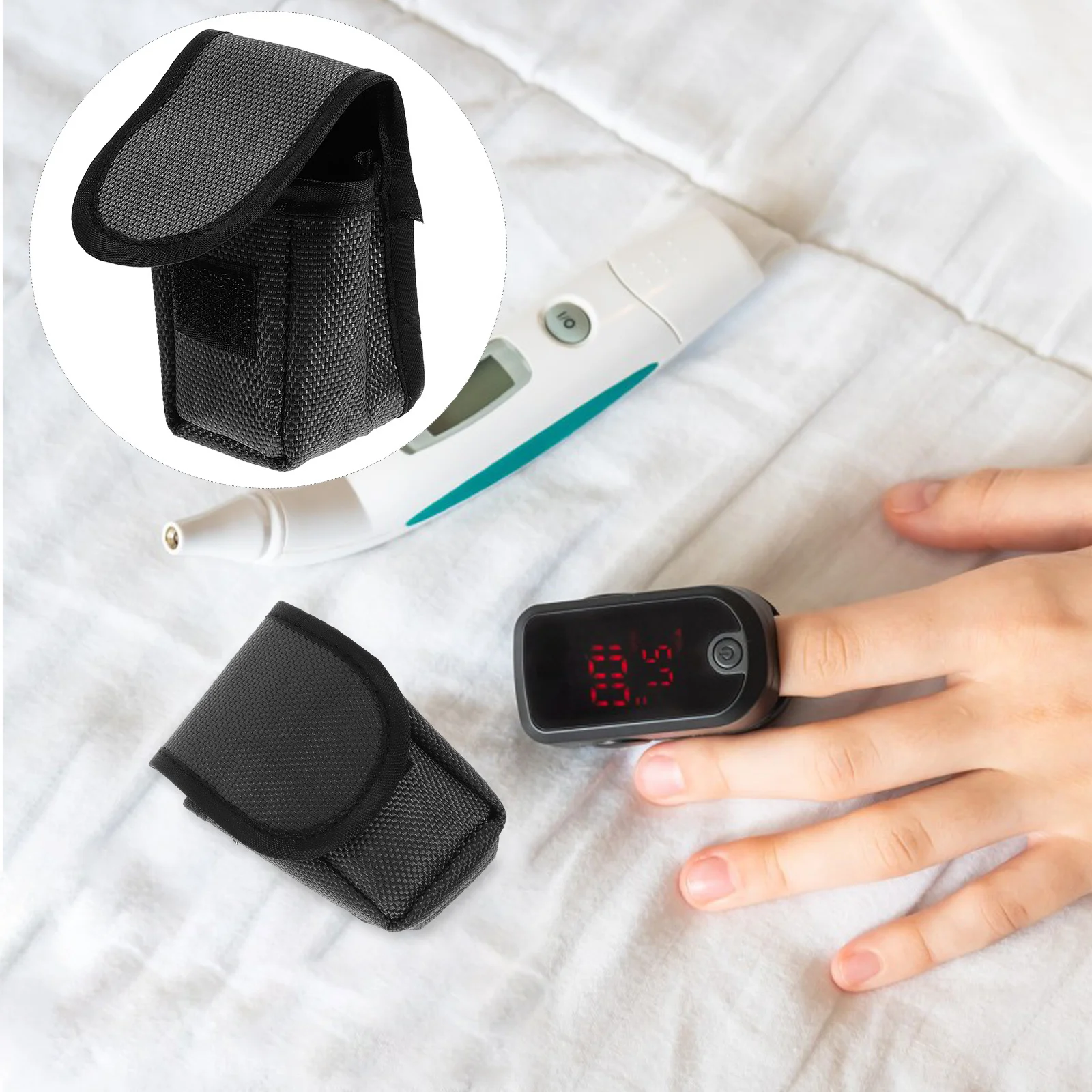 

Blood Oxygen Monitor Storage Bag Lightweight Polyester Pouch Portable Protective Case for Digital Devices and