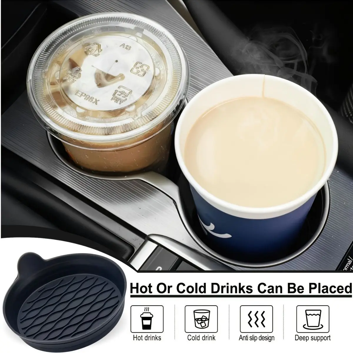 4 قطعة حامل الكأس سيارة كوستر حامل الكأس السيليكون إدراج العالمي عدم الانزلاق حامل الكأس اكسسوارات السيارات الداخلية #5