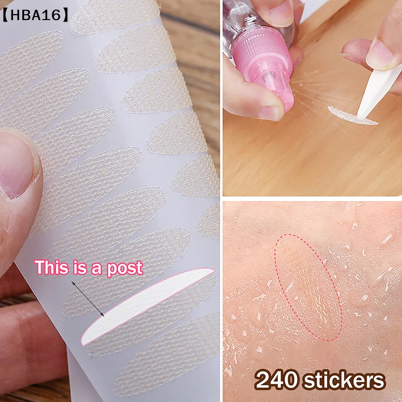 〔HBA16〕10Sheets Invisible Eye-Lifting Sticked Double Eyelid Lift Tape Sticker Eyelid Patches Tool Spray Water Instant Adhesive