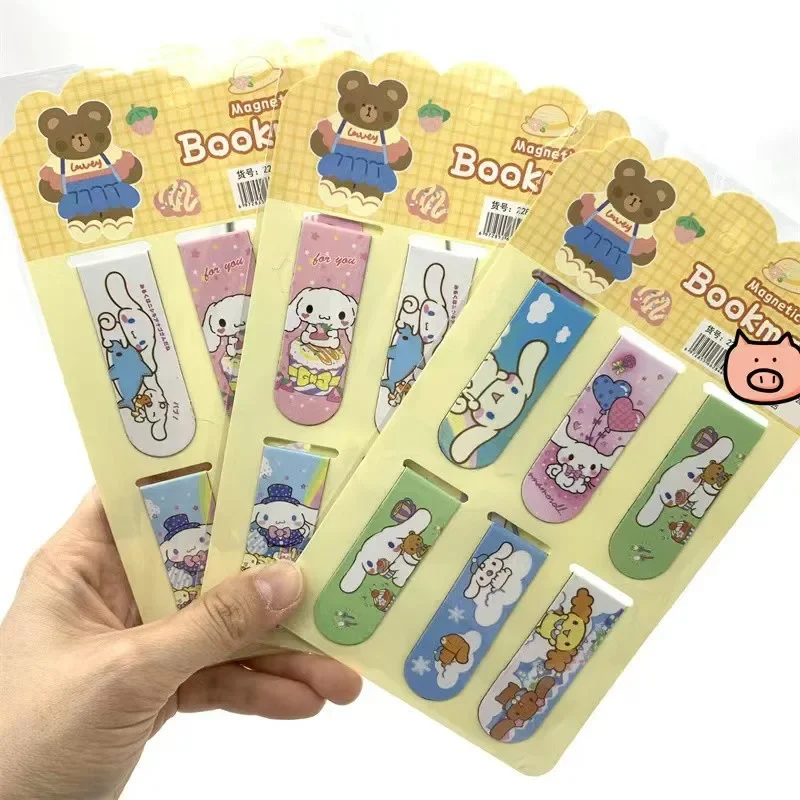 New Sanrio Cinnamoroll Mymelody Kuromi Magnetic Bookmarks Magnet Page Markers Assorted Book Markers Set For Students Reading