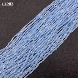 Wholesale Natural Stone Aquamarine Faceted Loose Beads 2mm 3mm 4mm for Making DIY Necklace and Bracelet Accessories 15.5 Inches