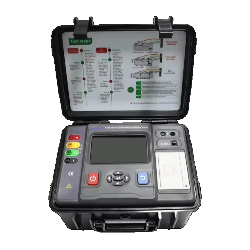 Advanced multifunctional grounding resistance tester with accuracy of 2% 0.01 resolution 500 sets of data storage 3-year