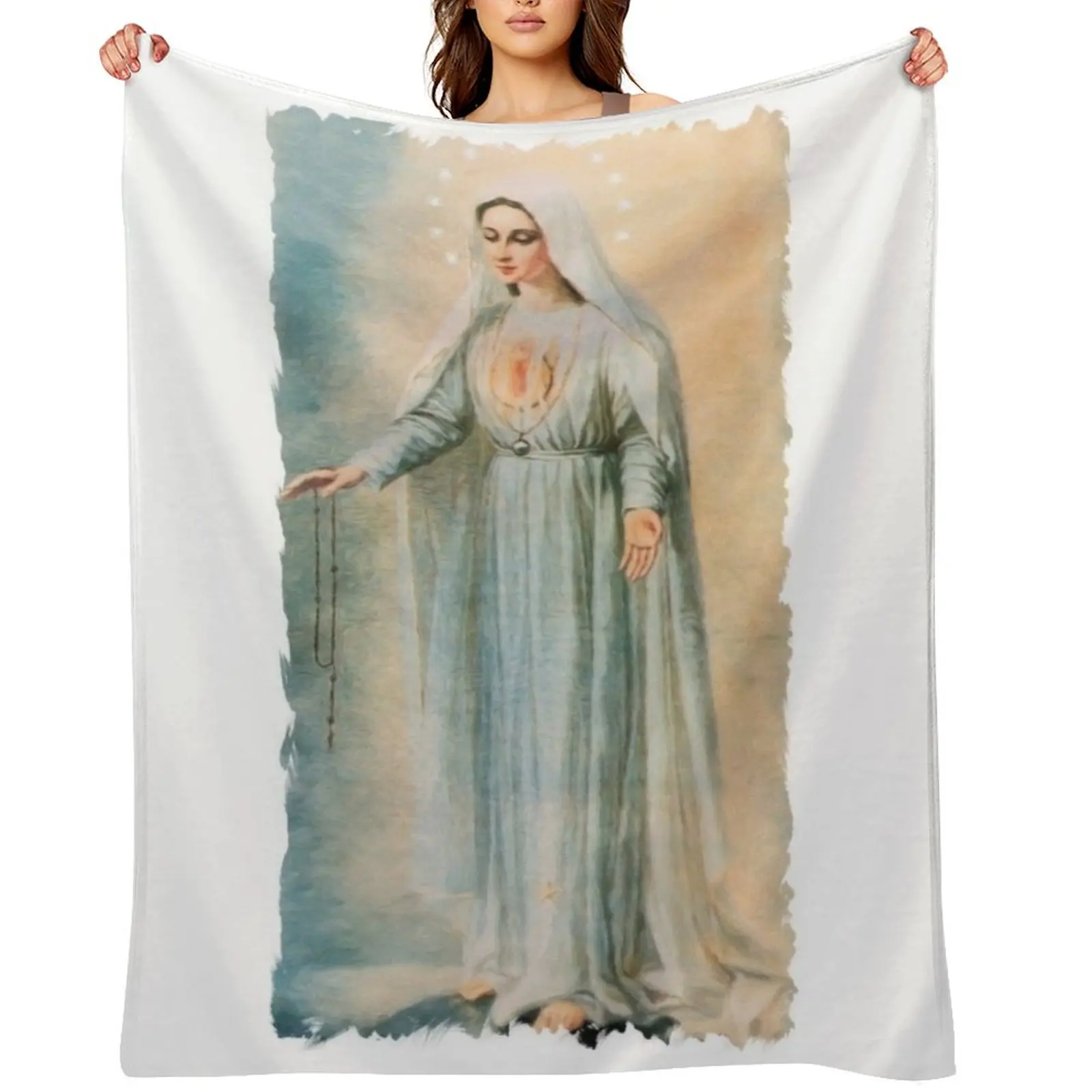 

Our Lady Fatima Throw Blanket Flannel Camping Beautifuls Moving Blankets