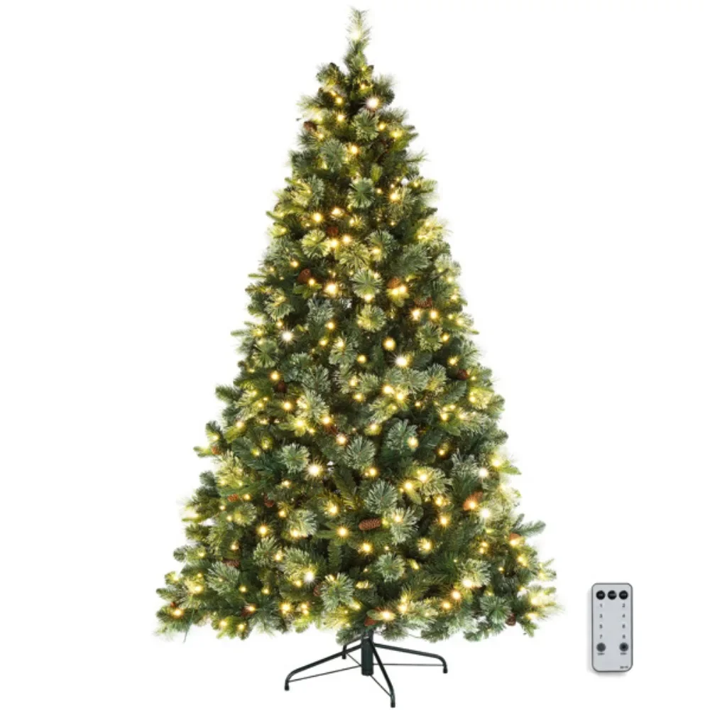 

500 Lights, Warm 9 Modes with Remote Control, 900 Branches, With Pine Needles, Automatic Tree Structure, PE PVC, Christmas Tree