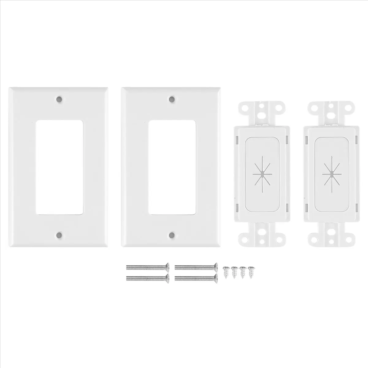 DT60 2 Pack Flexible Rubber Wall Grommet Insert with Decorator Wall Plate, 1-Gang Pass Through Plate for Low-Voltage Cables