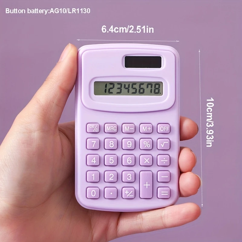 Small Solar Calculator Portable Calculator Cute 8 Digits LCD Electronic Home Office calculator for Kid Primary School Calculator