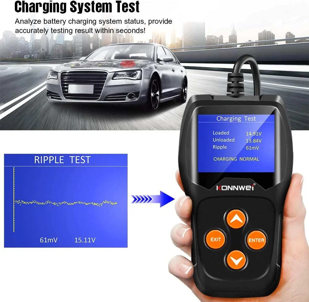 2025 KW600 Car Battery Tester 12V Professional 100-2000 CCA Automotive Battery Load Analyzer for Car/Boat/Motorcycle