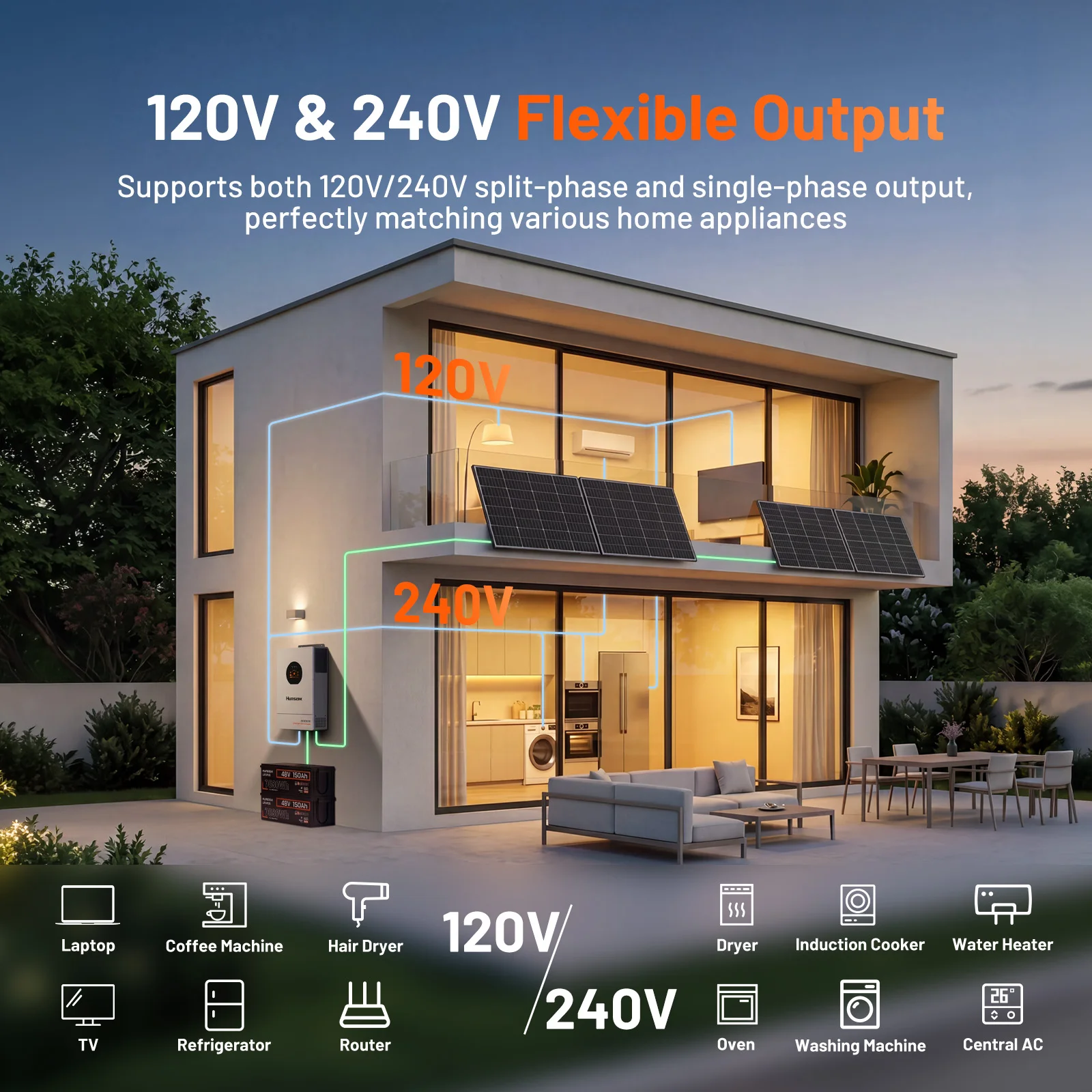 Humsienk 48V 8KW 3-in-1 Solar  - Mppt Hybrid Inverter 48V 8Kw 3 Phase ulasan dan harga