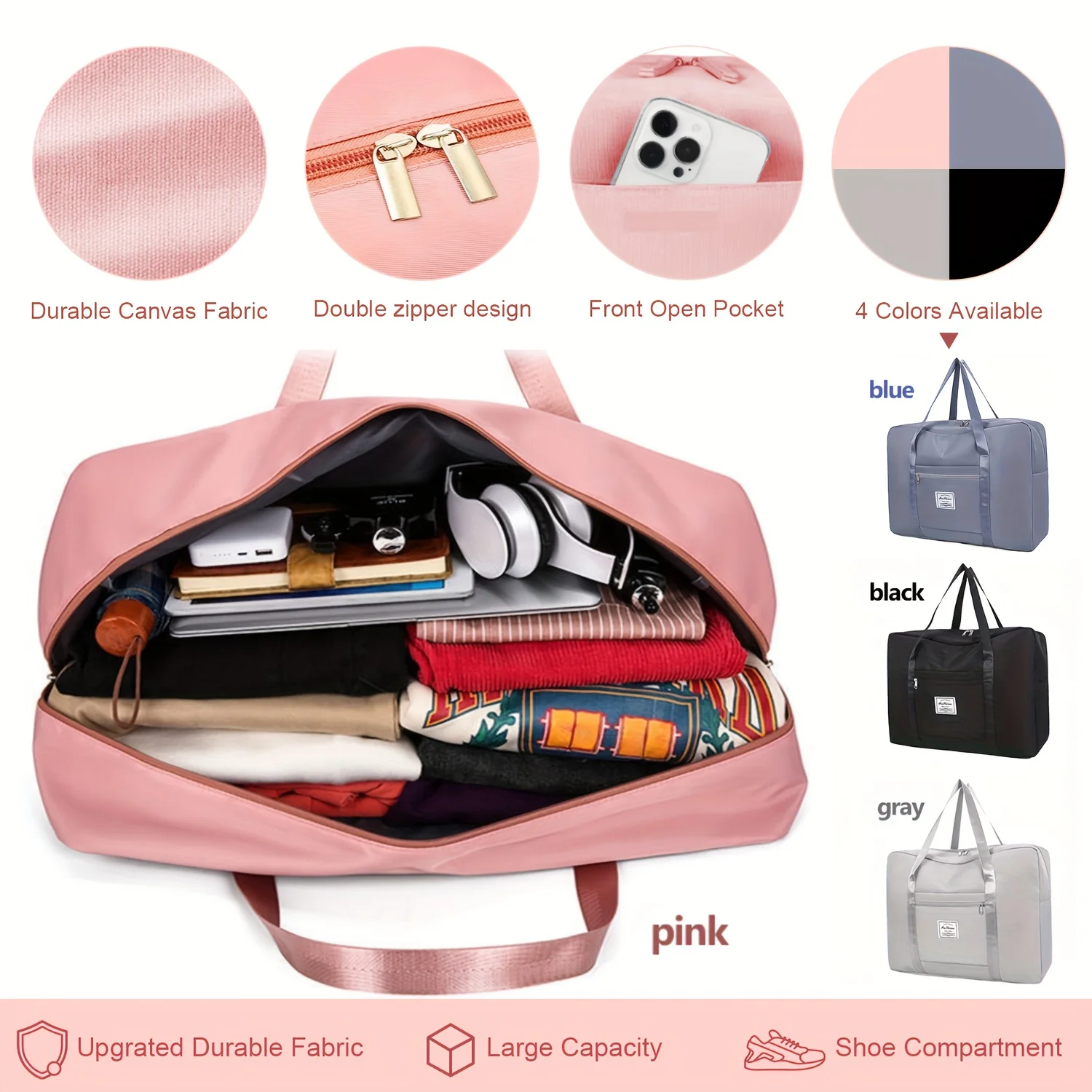 حقيبة سفر بسعة كبيرة للغاية سعة 67 لترًا - حقيبة لياقة بدنية رياضية محمولة لرحلات عطلة نهاية الأسبوع وضحاها #5