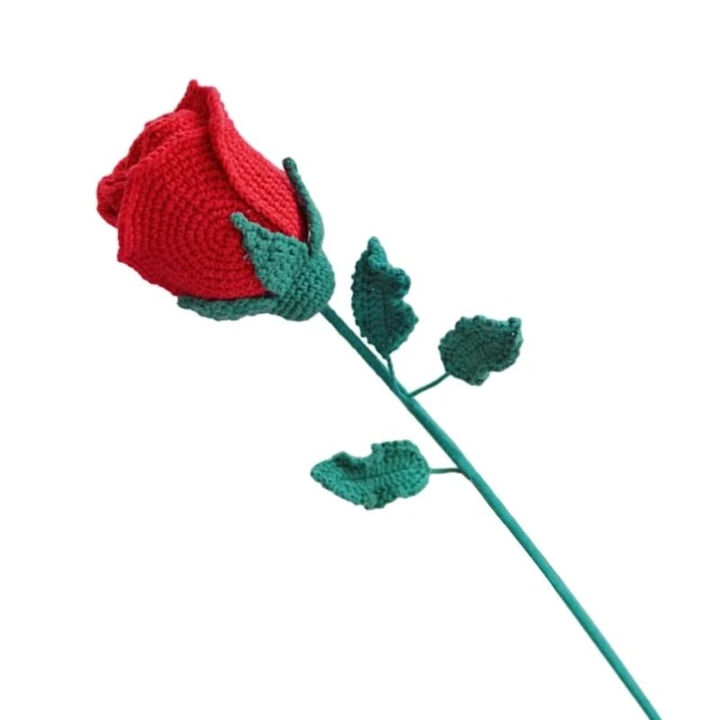 Lovely Knitted Rose Simulation Rose for Wedding Room Display Decorations 15UB
