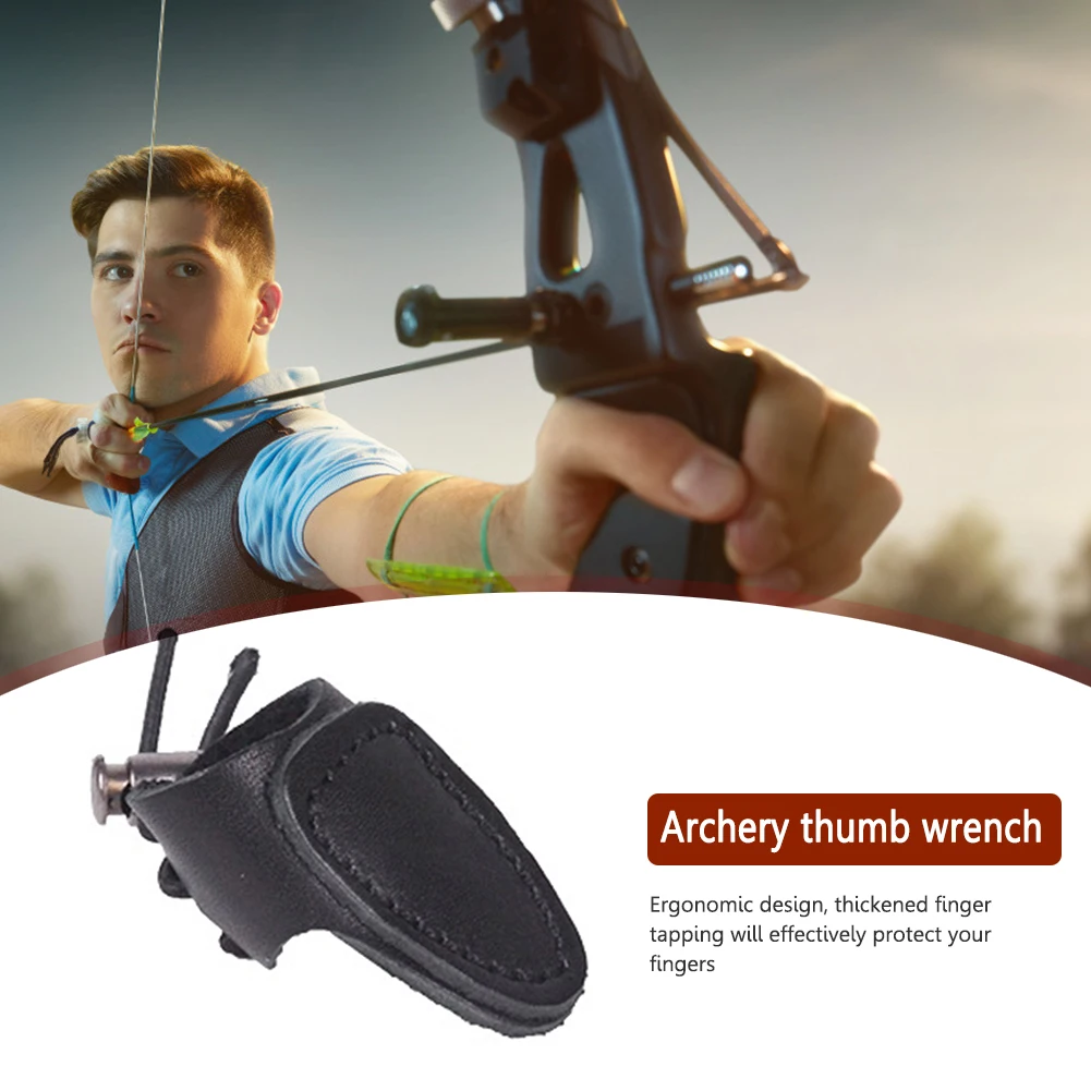 Archery Thumb Tab Guard Adjustable Tightness Recurve Bow Arrow Finger Tip Protector Protective Gear for Archer