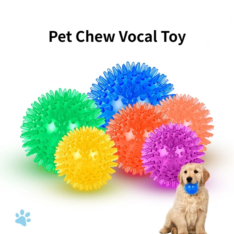 

Pet Dog Toys Cat Puppy Sounding Chew Toy Polka Squeaky Tooth Cleaning Ball TPR Training Teeth Chewing Thorn Balls Accessories