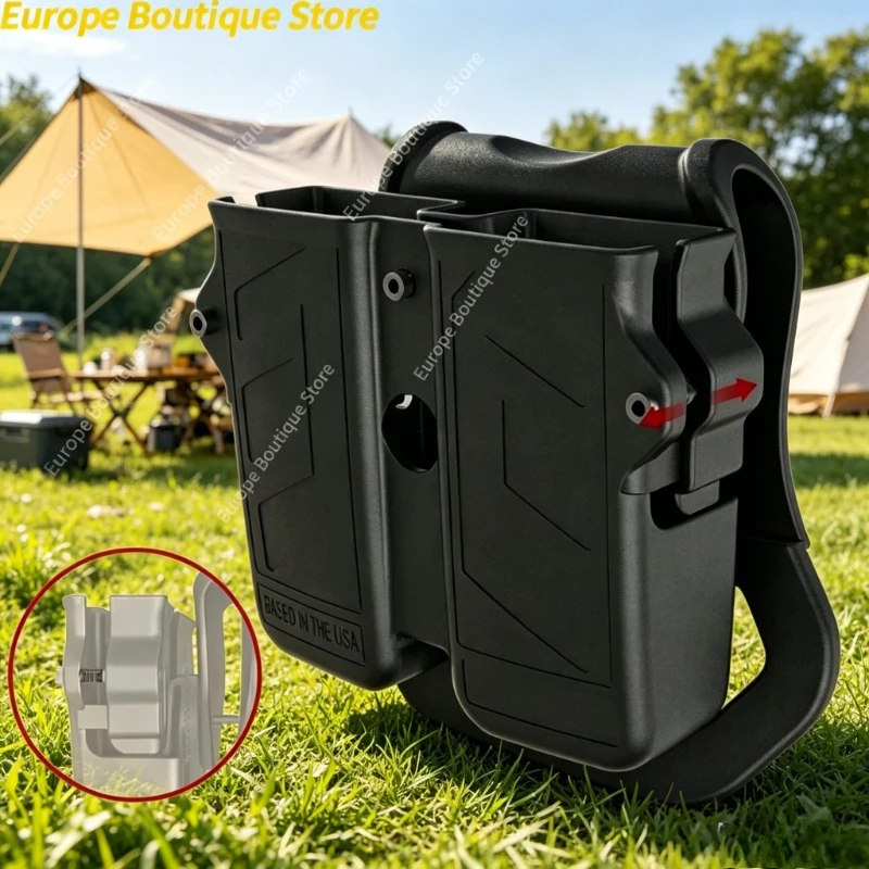 

Tactical Mag Holder 9mm 10mm .40 .45 Single Double Stack Mag Pouch Universal Waist Belt Carry Storage