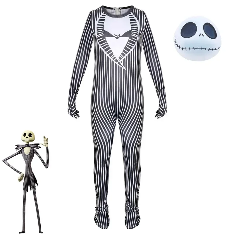 Nightmare Before Christmas Dress Halloween J-Jack Skellington Cosplay Costume For Kid Girls Boy Carnival Funny Clothin MN5